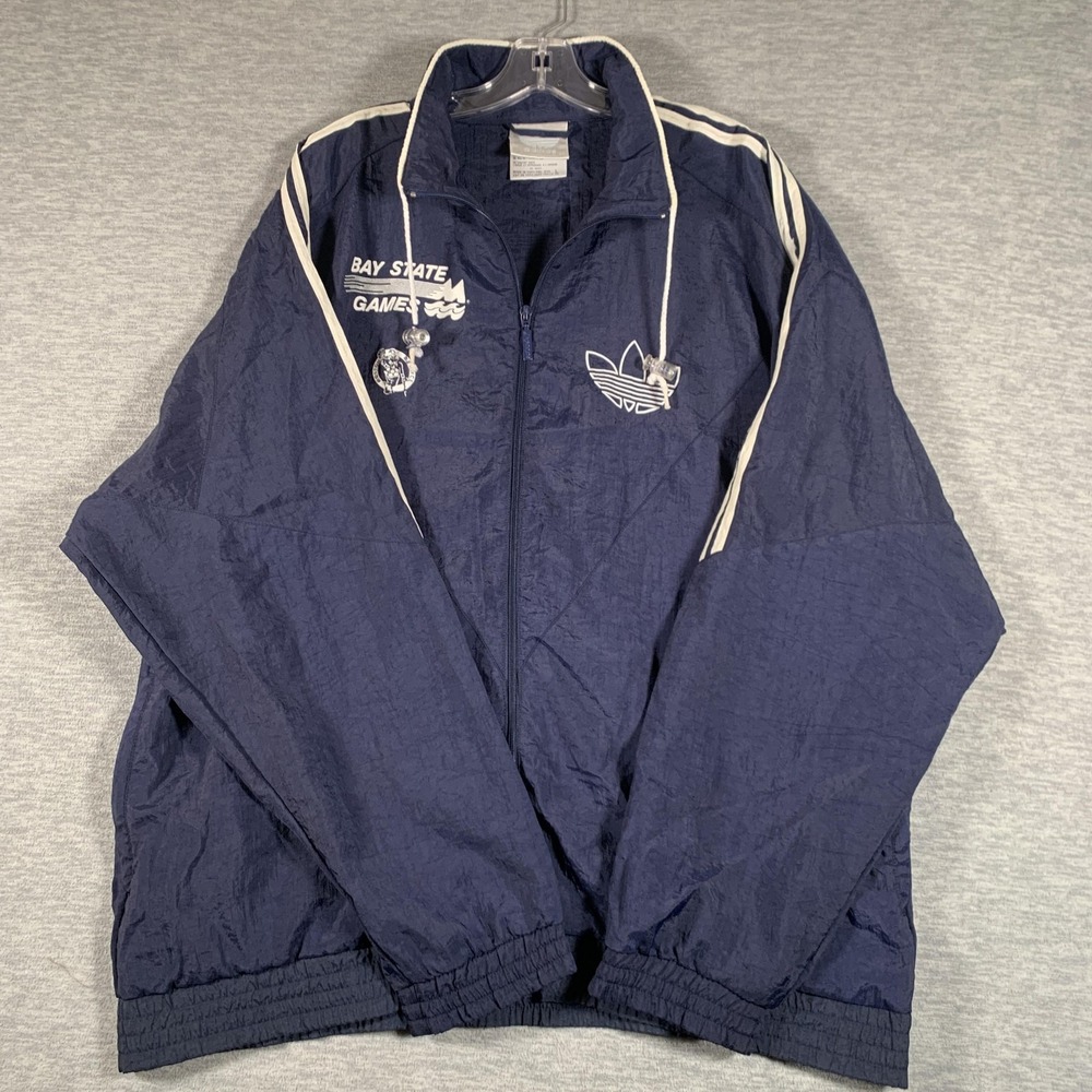 Vintage Adidas Track Jacket Mens Large Blue Bay State Games Celtics 90s - Picture 1 of 14
